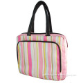 Made in China Factory Women Colorful Stripe Thick with Zipper On Top Front Zipper Pocket Cotton Shopping Beach Bag Handbag